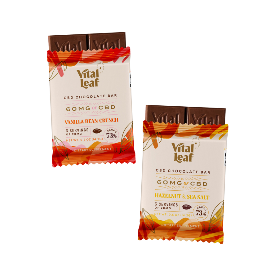 Vital Leaf | Assortiment de Mini Barres de Chocolat au CBD | Lot de 3